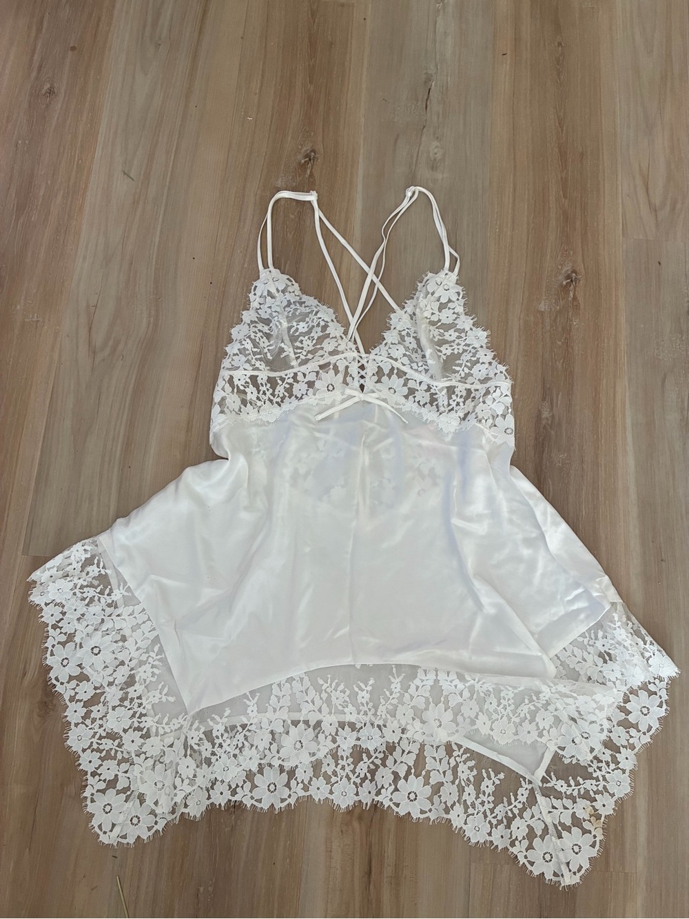 Victoria's Secret White Satin & Lace Chemise